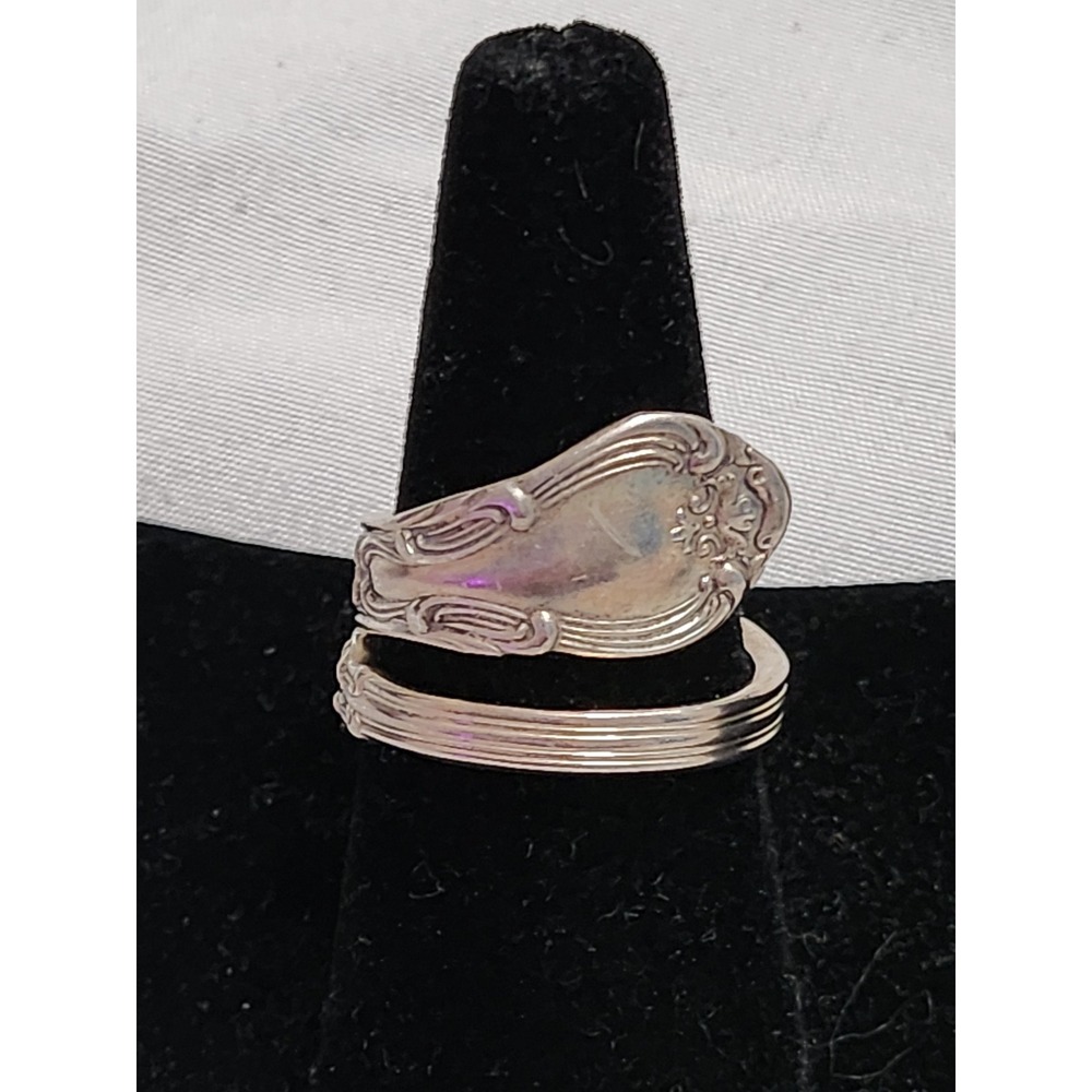 Vintage Gorham Sterling Silver Spoon Ring Chunky Floral Wrap Size 9.25